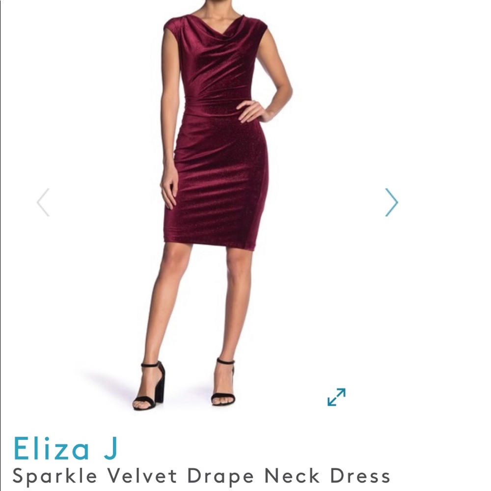 Eliza J Sparkle velvet maroon cocktail dress